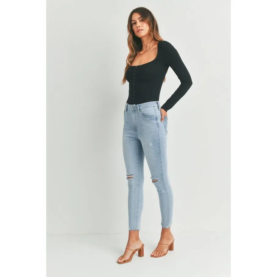 Just USA Light High Rise Distressed Skinny Jeans