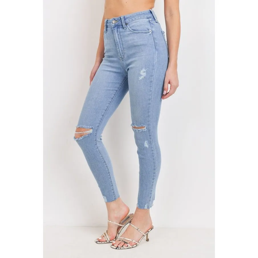 Just USA Light High Rise Distressed Skinny Jeans