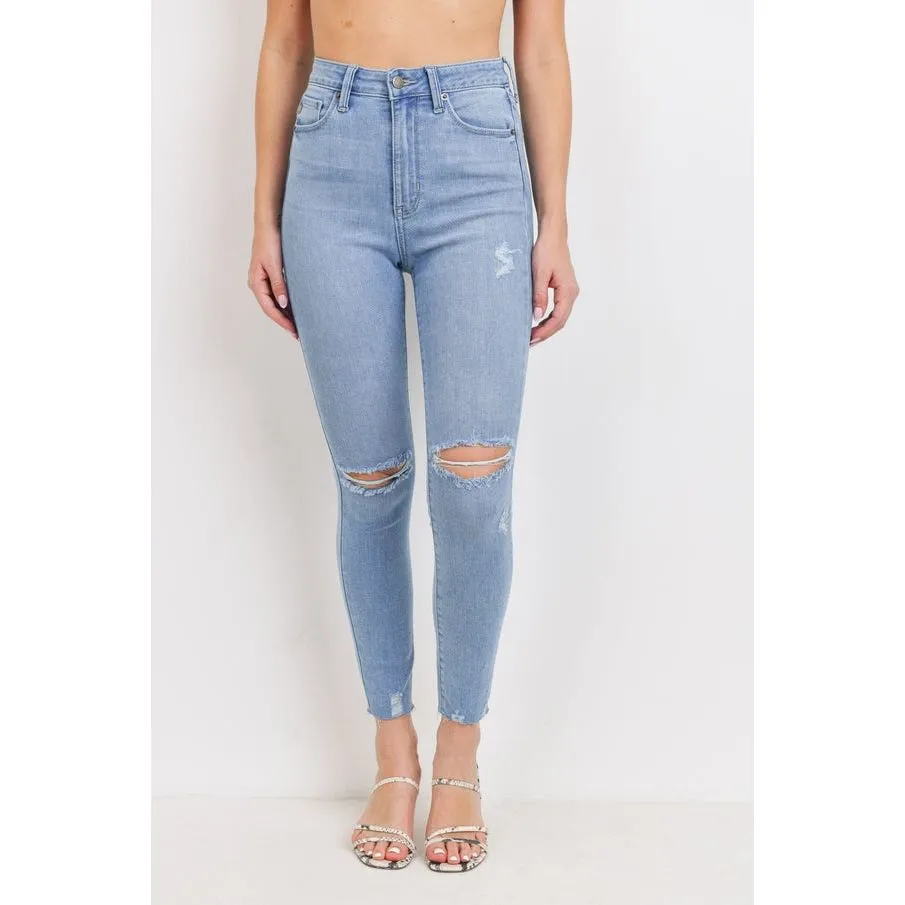 Just USA Light High Rise Distressed Skinny Jeans