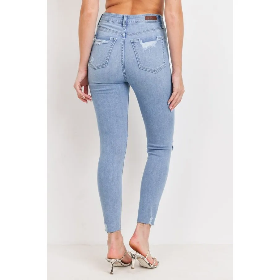 Just USA Light High Rise Distressed Skinny Jeans