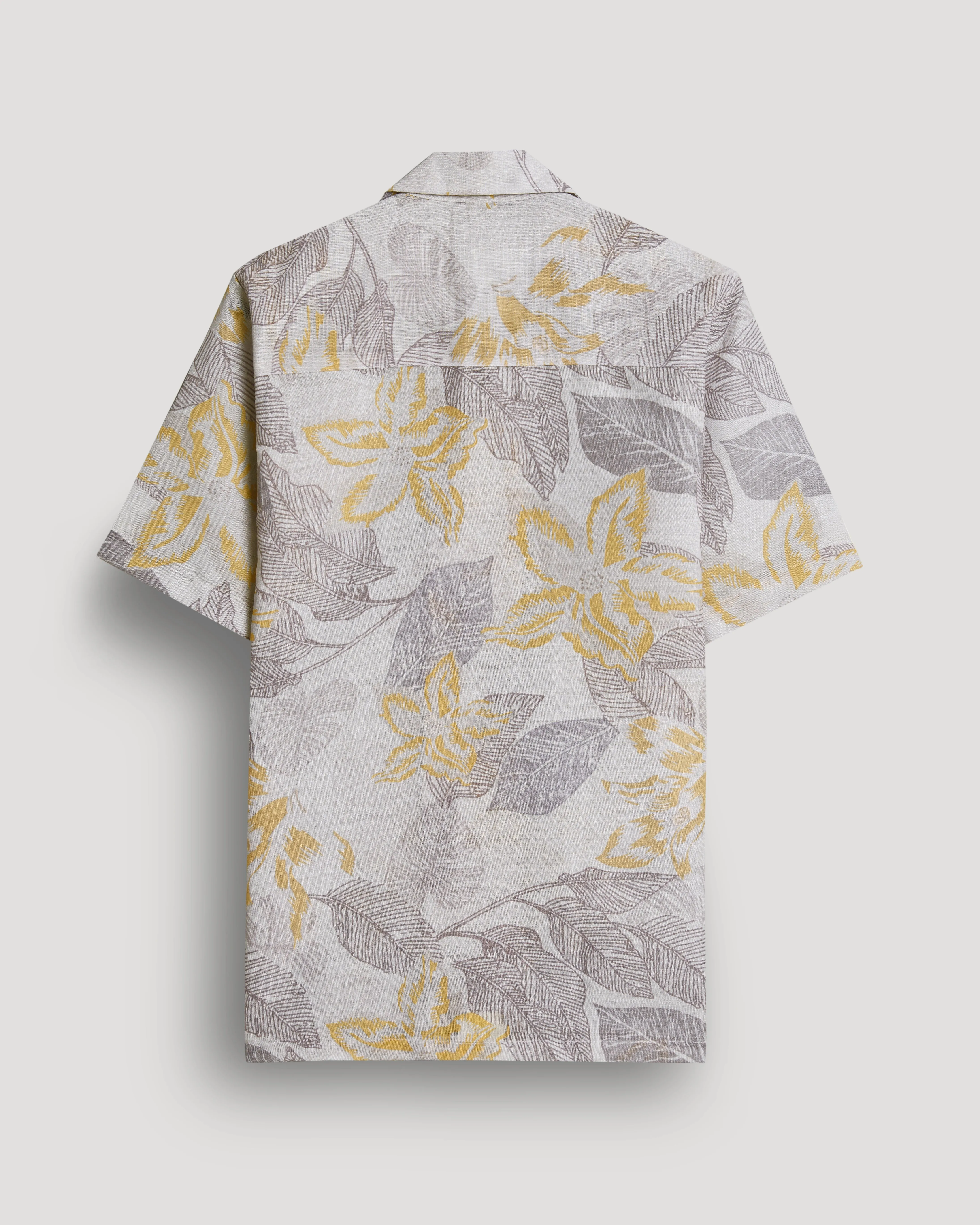 Leaf printed linen shirt for men