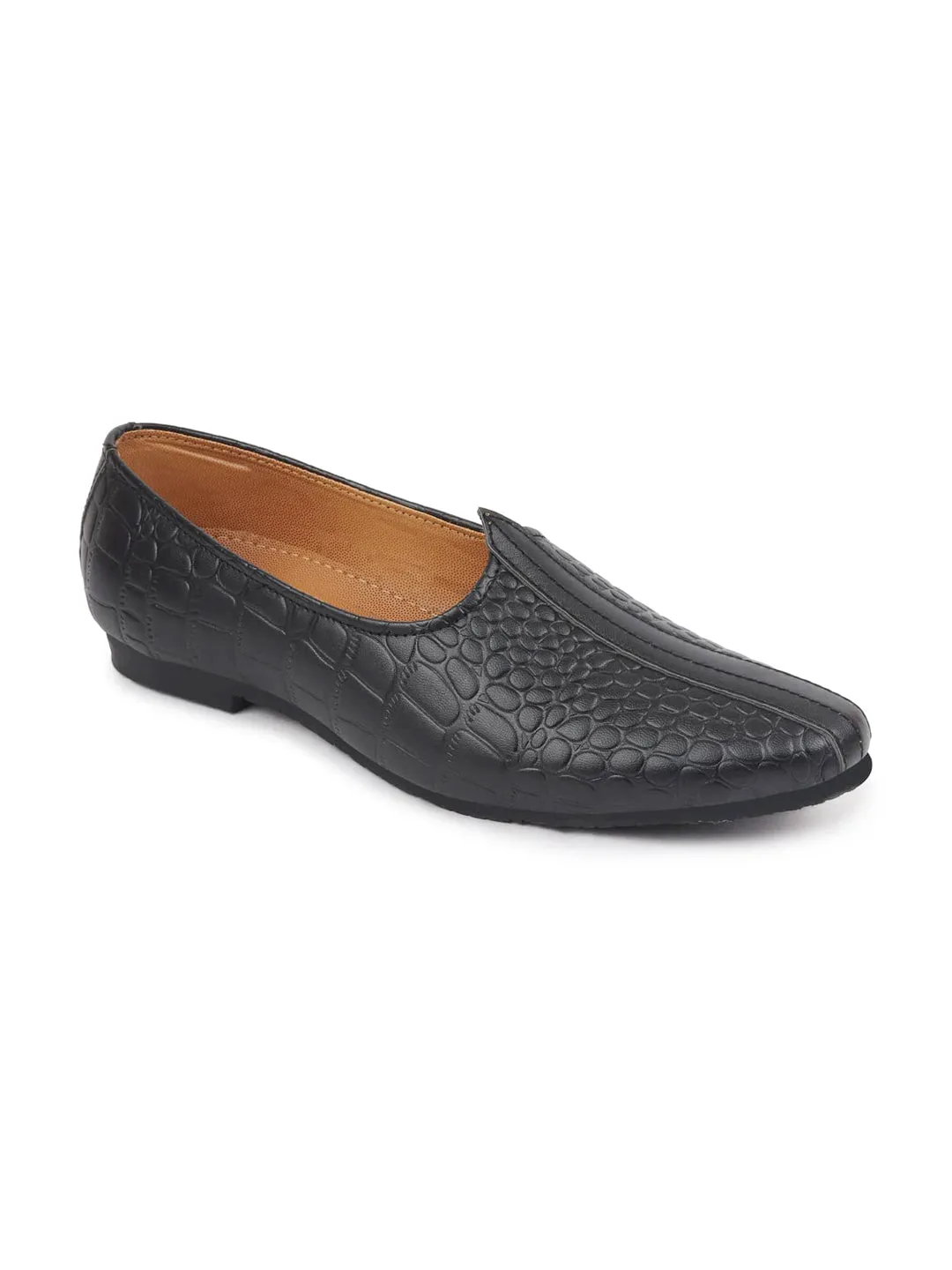 Men Black Ethnic Slip-On Juttis