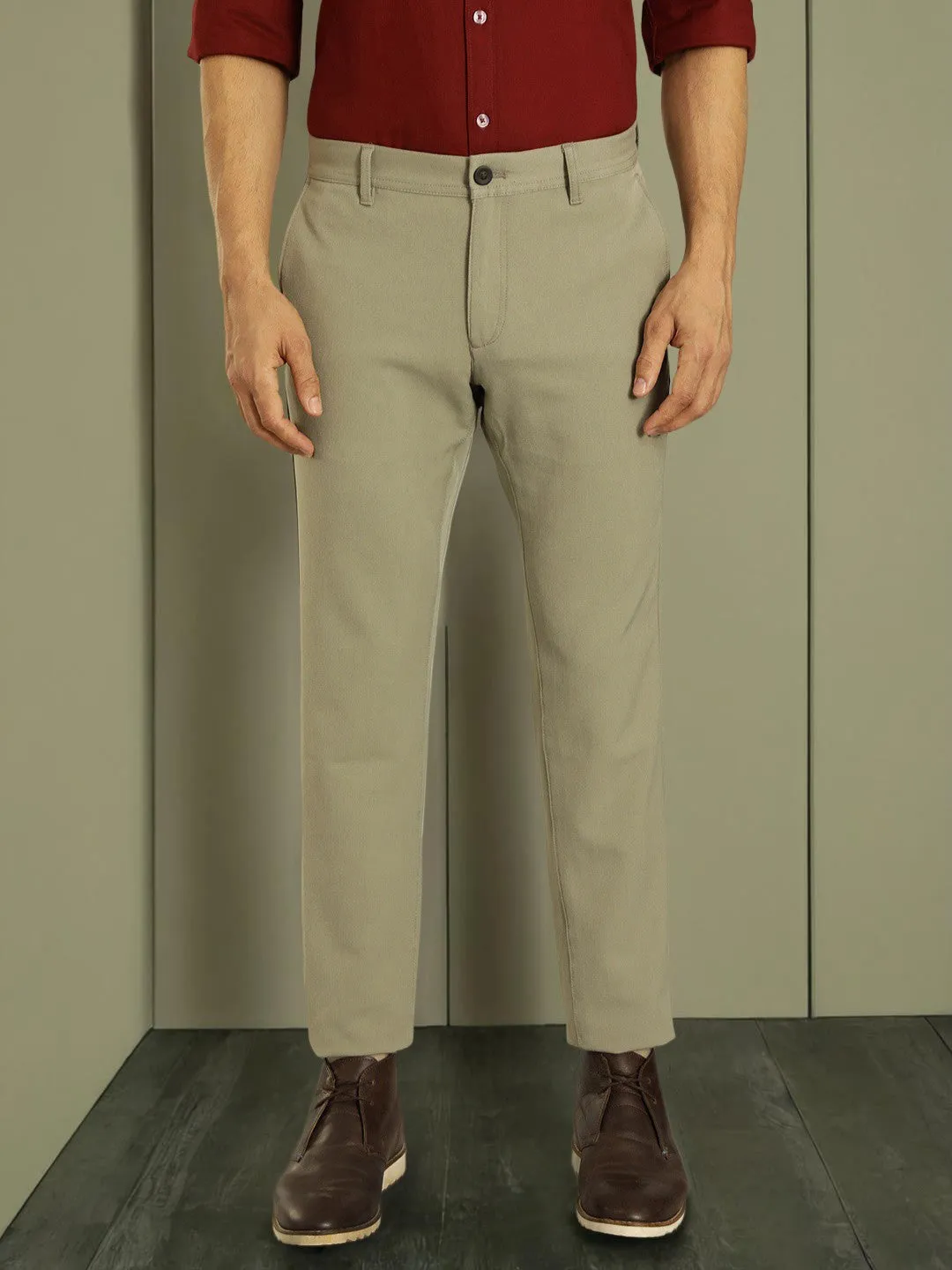 Men Brooklyn Fit Polyester Blend Trouser