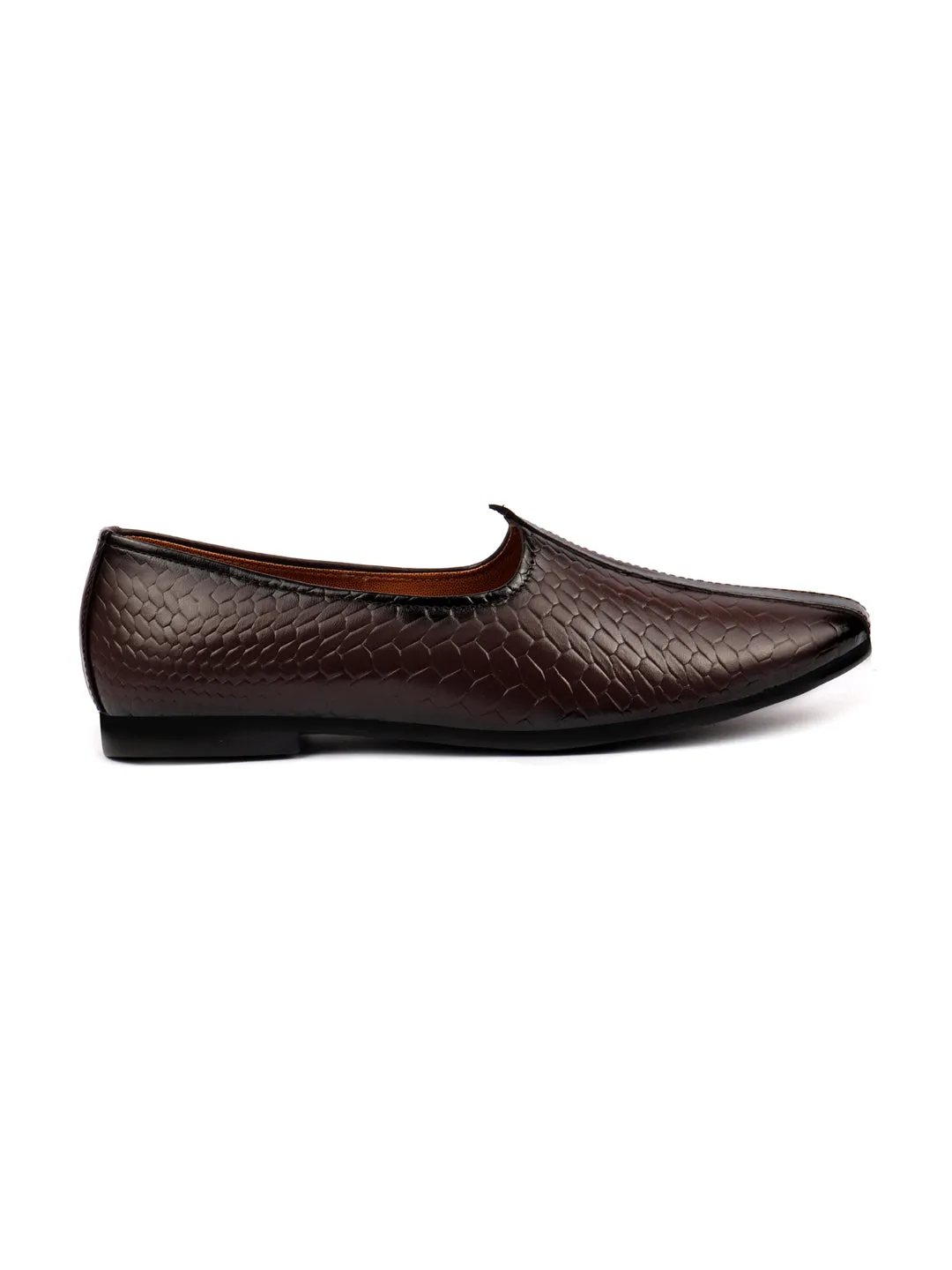 Men Brown Ethnic Slip-On Juttis