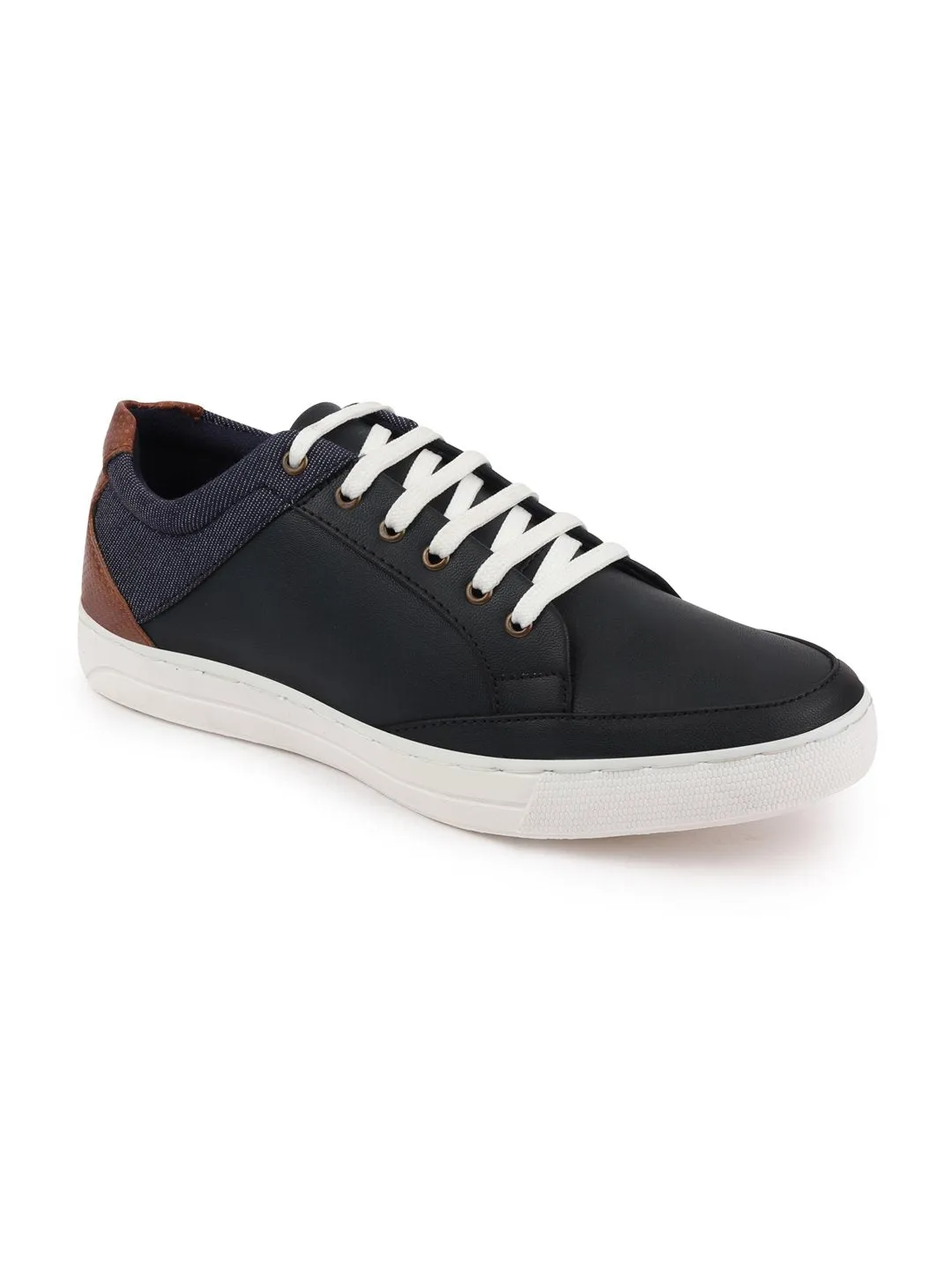 Men Navy Blue Classic Lace Up Sneakers