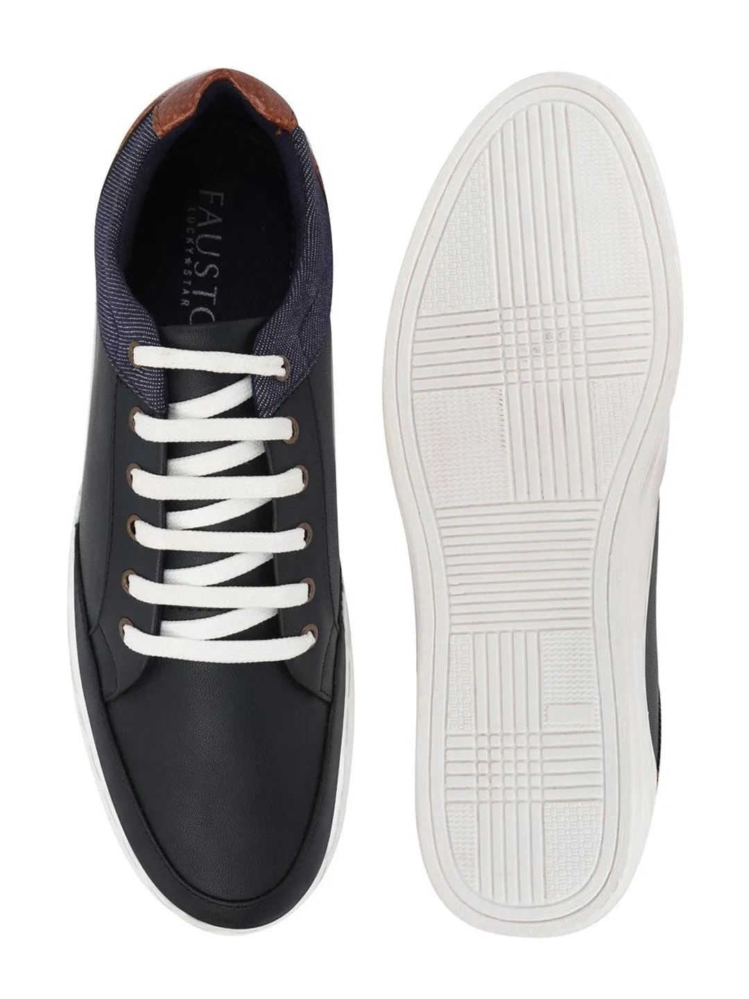 Men Navy Blue Classic Lace Up Sneakers