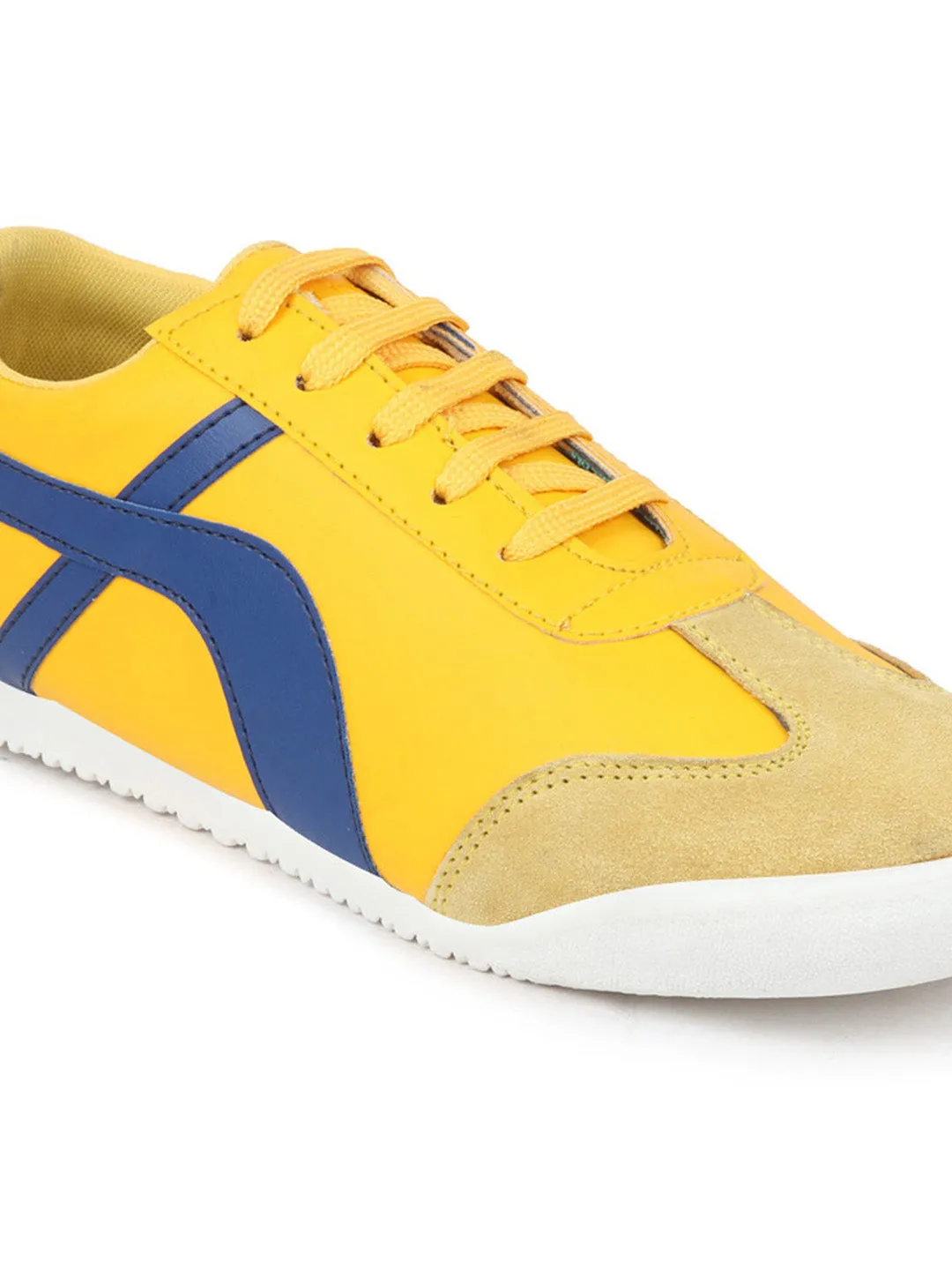 Men Yellow Lace-Up Casual Trendy Fashion Outdoor Sneakers