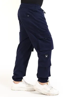 Navy Cotton Twill Baggy Fit 8 Pocket Cotton Cargo