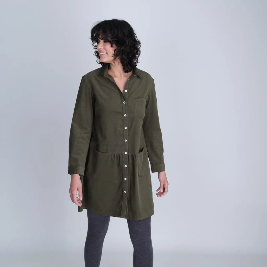 Olivia Cotton Shirt Dress | Green