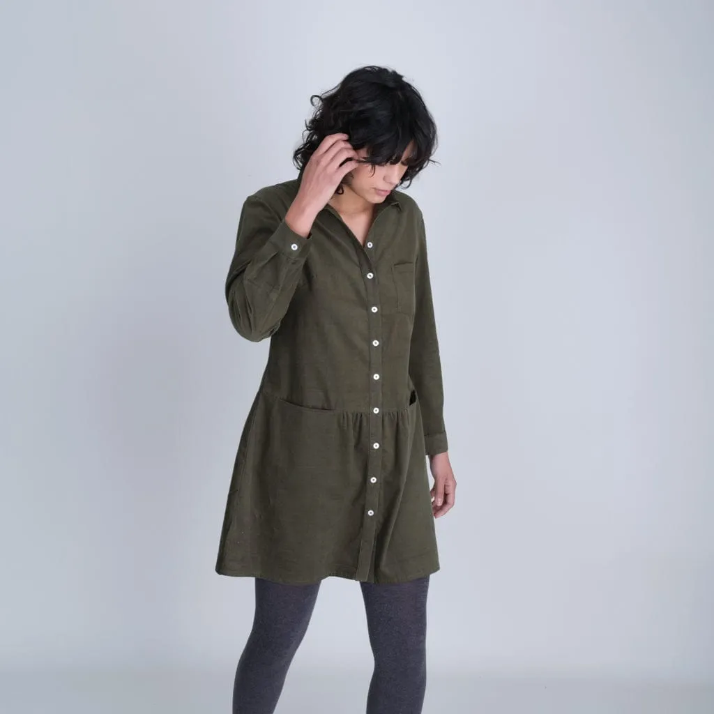 Olivia Cotton Shirt Dress | Green