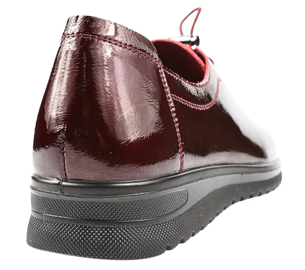 Pantofi casual, dama, PASS COLLECTION, X440003B bordo, piele lacuita