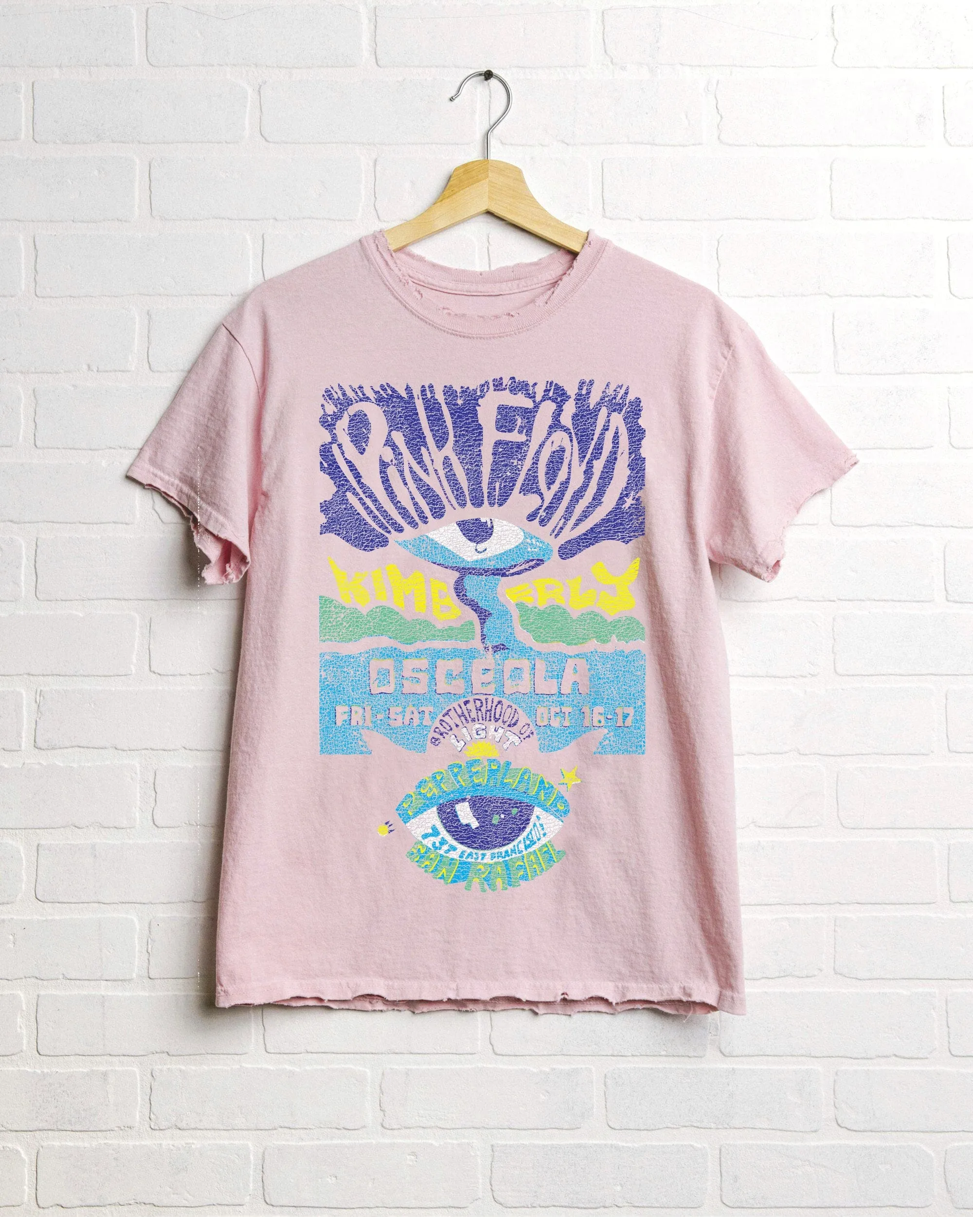 Pink Floyd Pepperland Pink Thrifted Distressed Tee