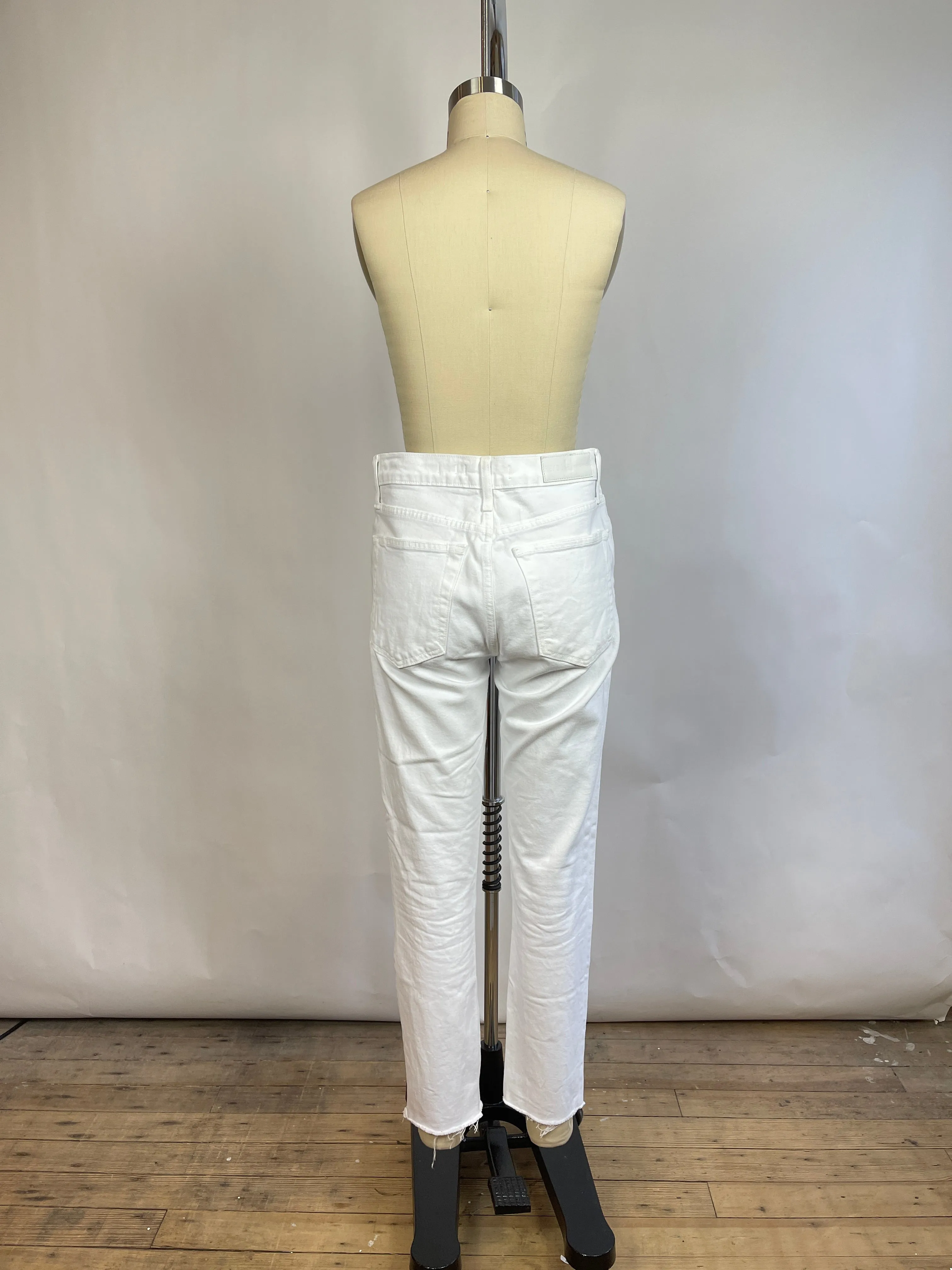 Re/Done Denim White High Rise Ankle Crop Stretch (27/4)