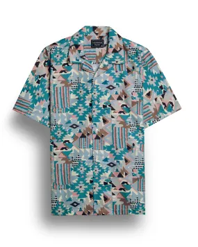 Retro printed short sleeve shirt for men