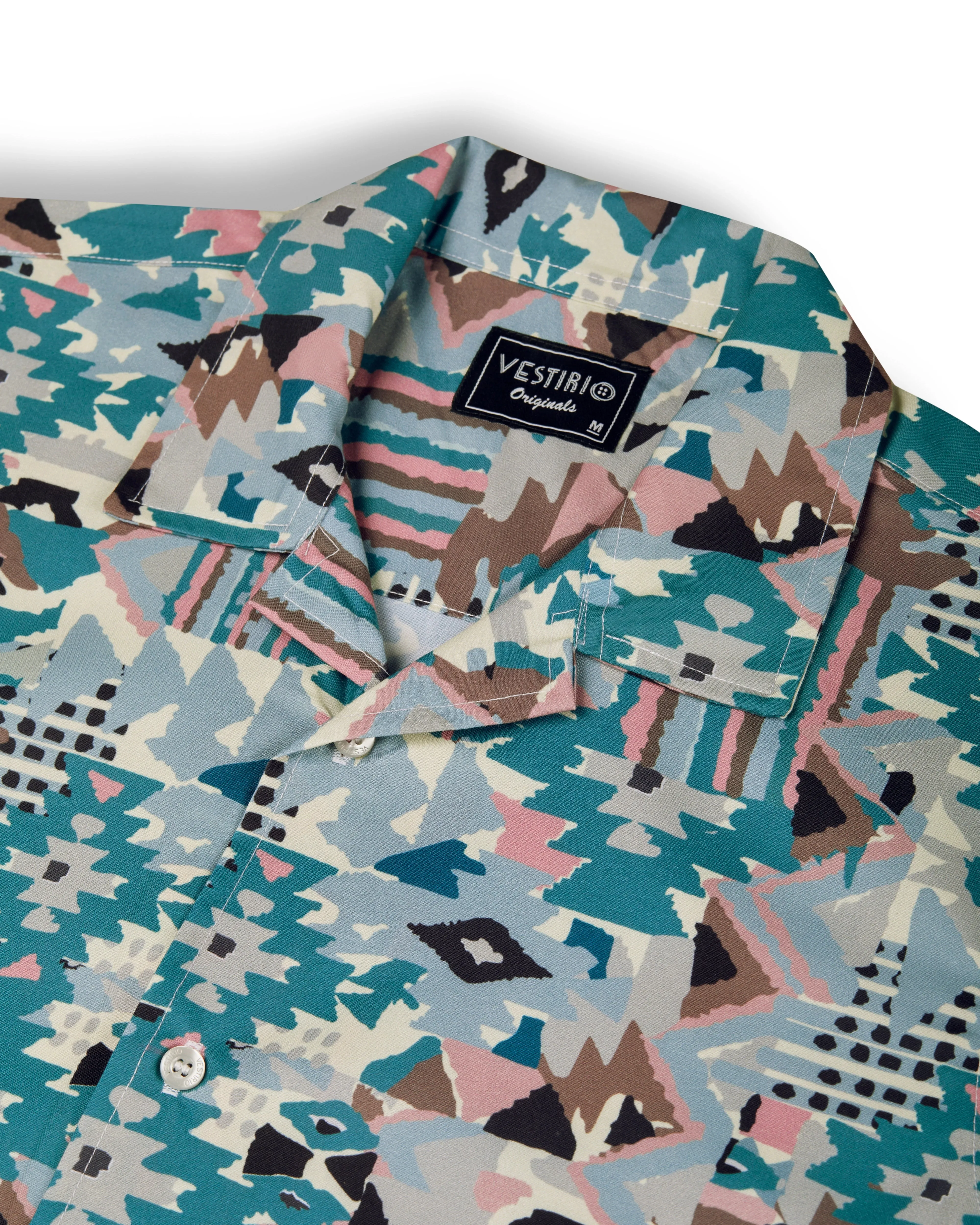 Retro printed short sleeve shirt for men