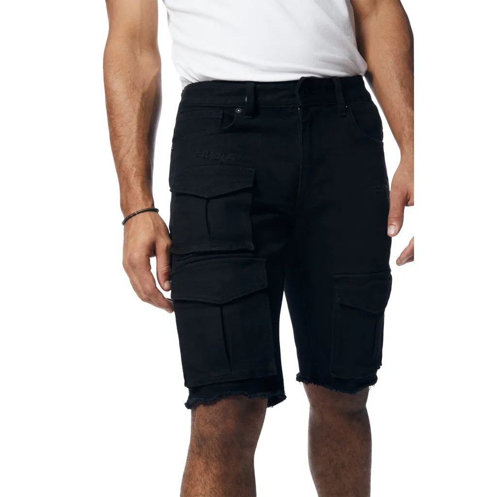 Rip & Repair Cargo Jean Shorts - Jet Black