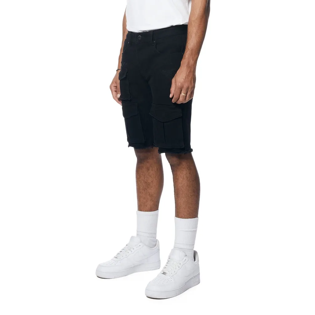 Rip & Repair Cargo Jean Shorts - Jet Black