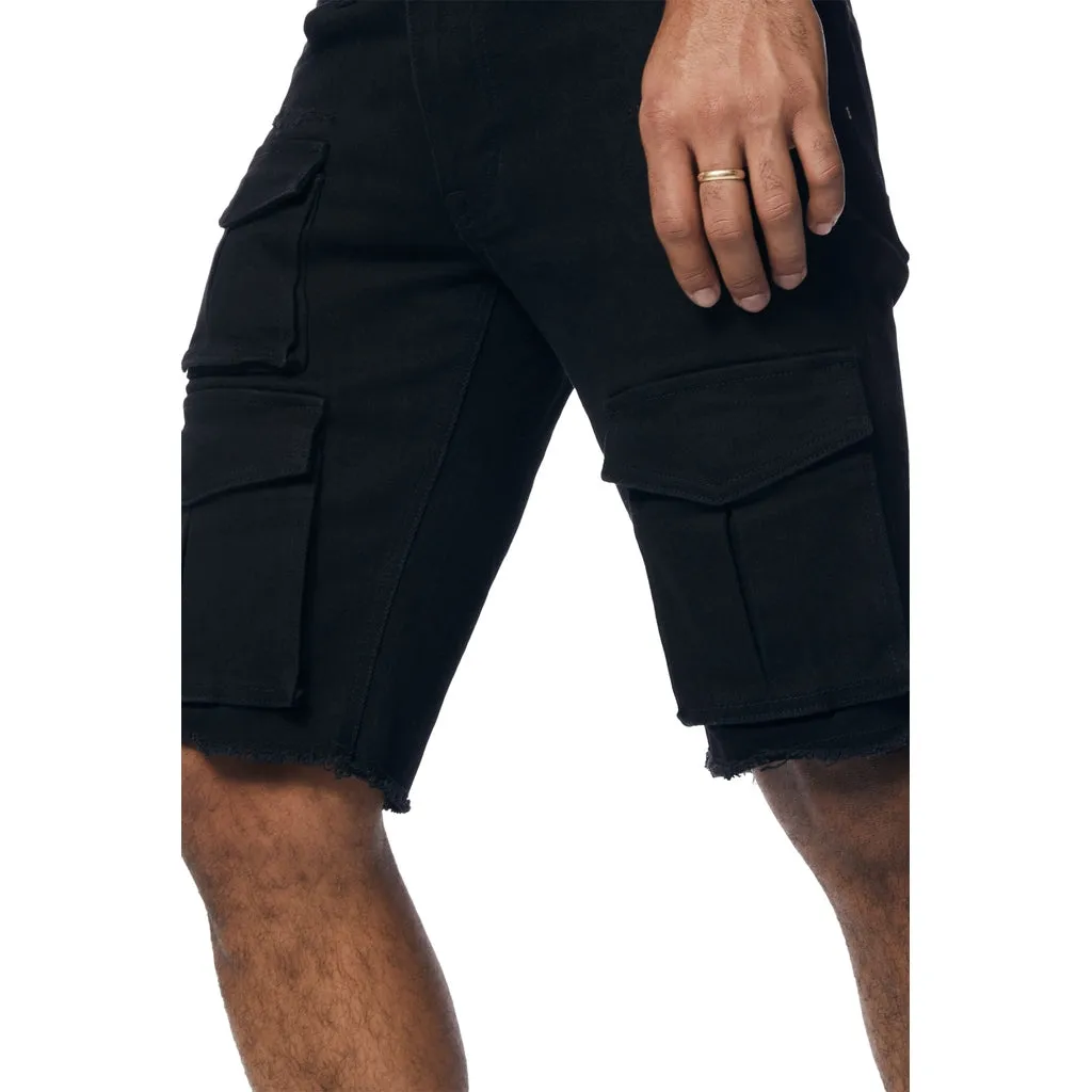 Rip & Repair Cargo Jean Shorts - Jet Black