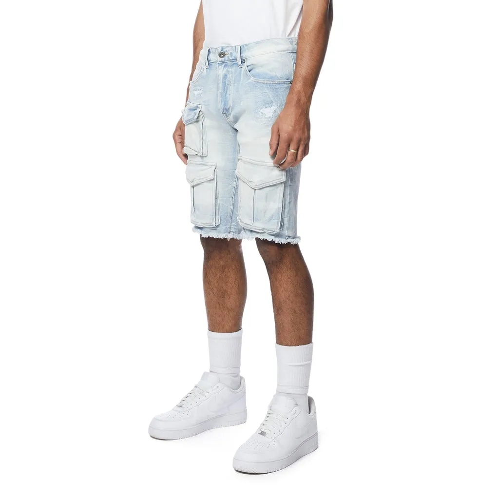 Rip & Repair Cargo Jean Shorts - Santorini Blue all