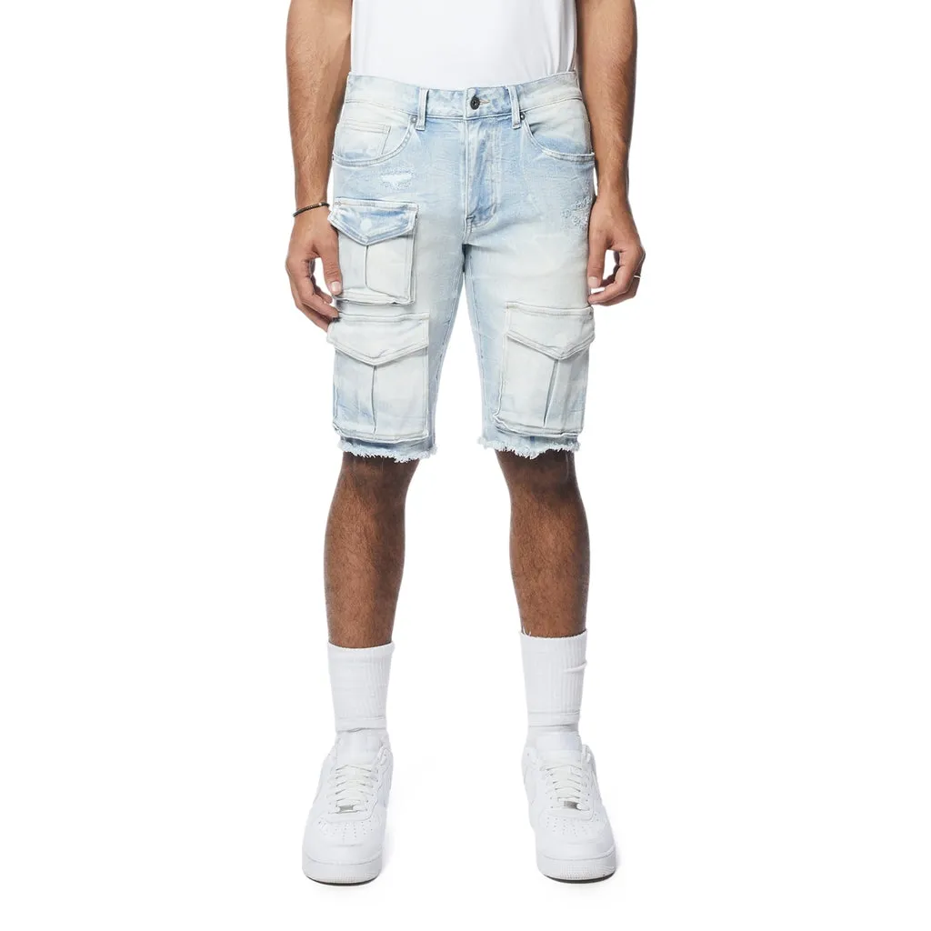 Rip & Repair Cargo Jean Shorts - Santorini Blue all