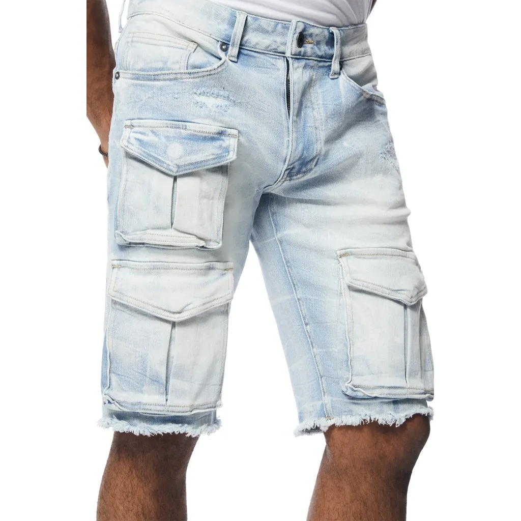 Rip & Repair Cargo Jean Shorts - Santorini Blue all