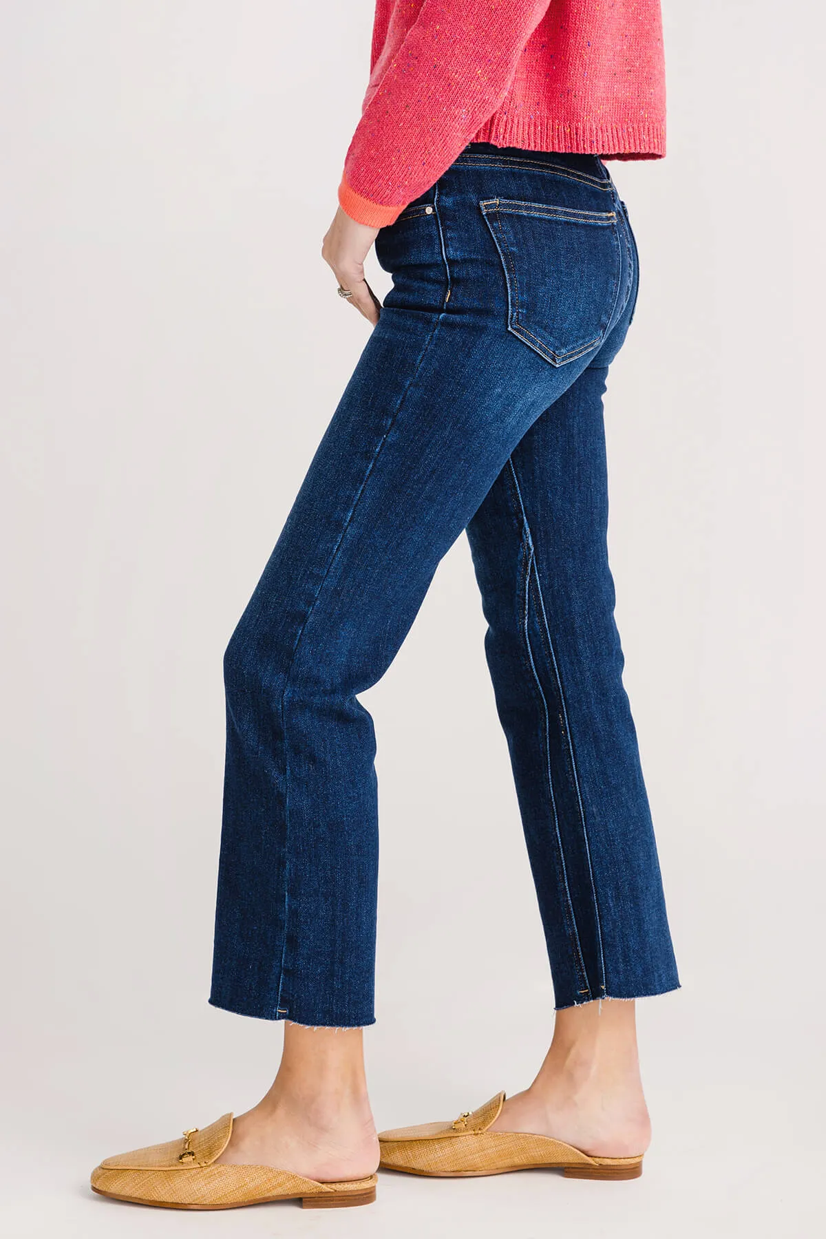 Flared Ankle Jeans with Twisted Seam Detail in Aspen Wash