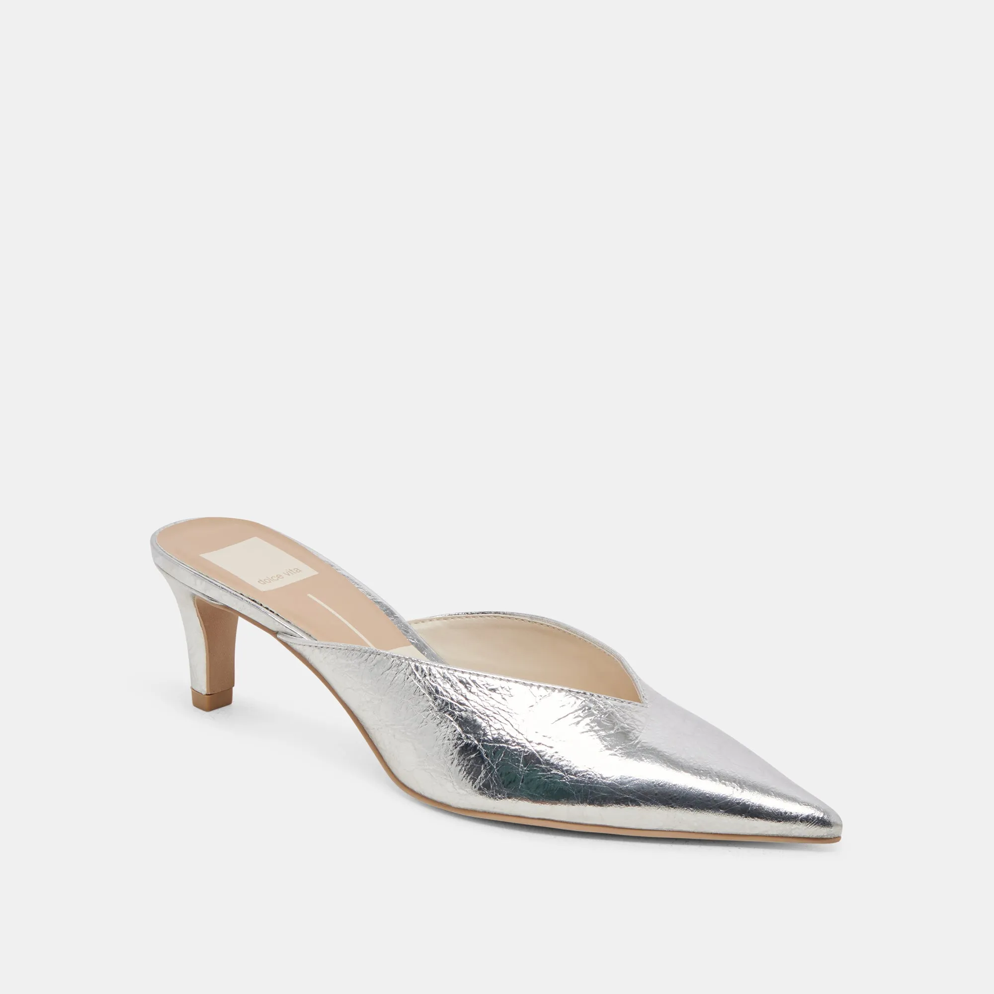 SARINA HEELS SILVER DISTRESSED LEATHER