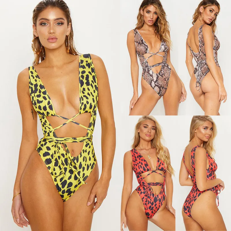 Serpentine Leopard Printed Women Swimsuit