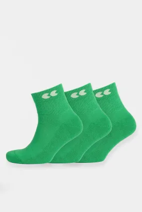 Single Colour Sports Ankle Sock 3 Pack - Apple Green