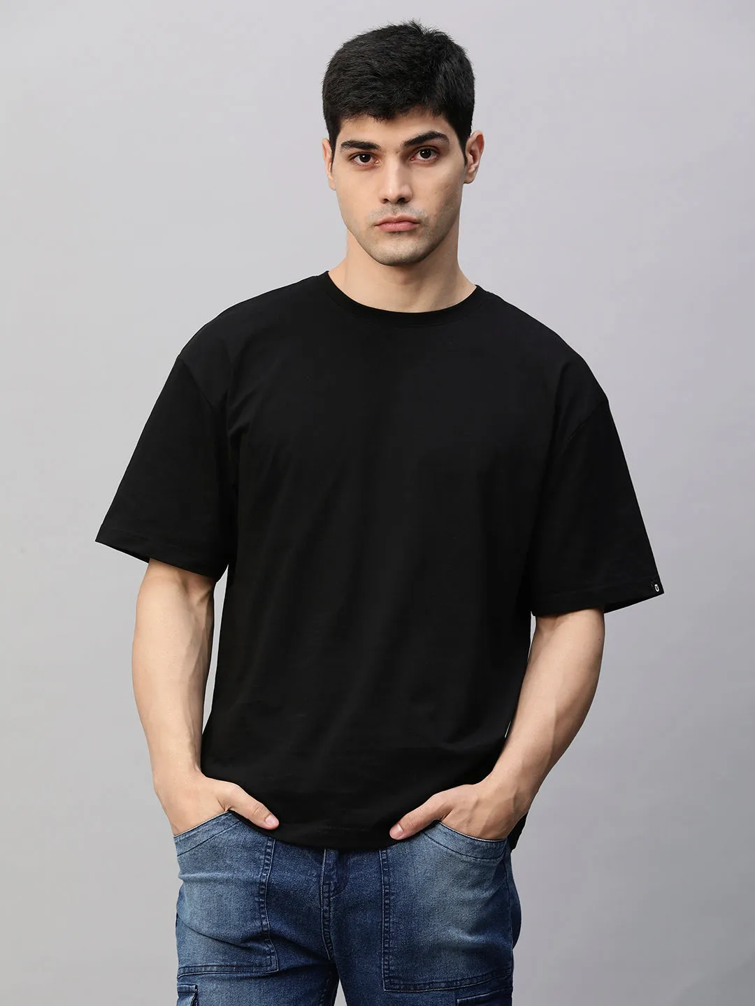 Solid Men Oversized T-Shirt - Black