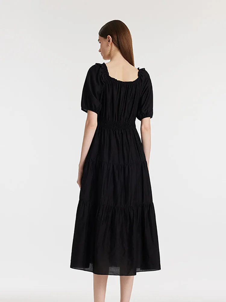 Tencel Ruffle Tiered Women Maxi Dress