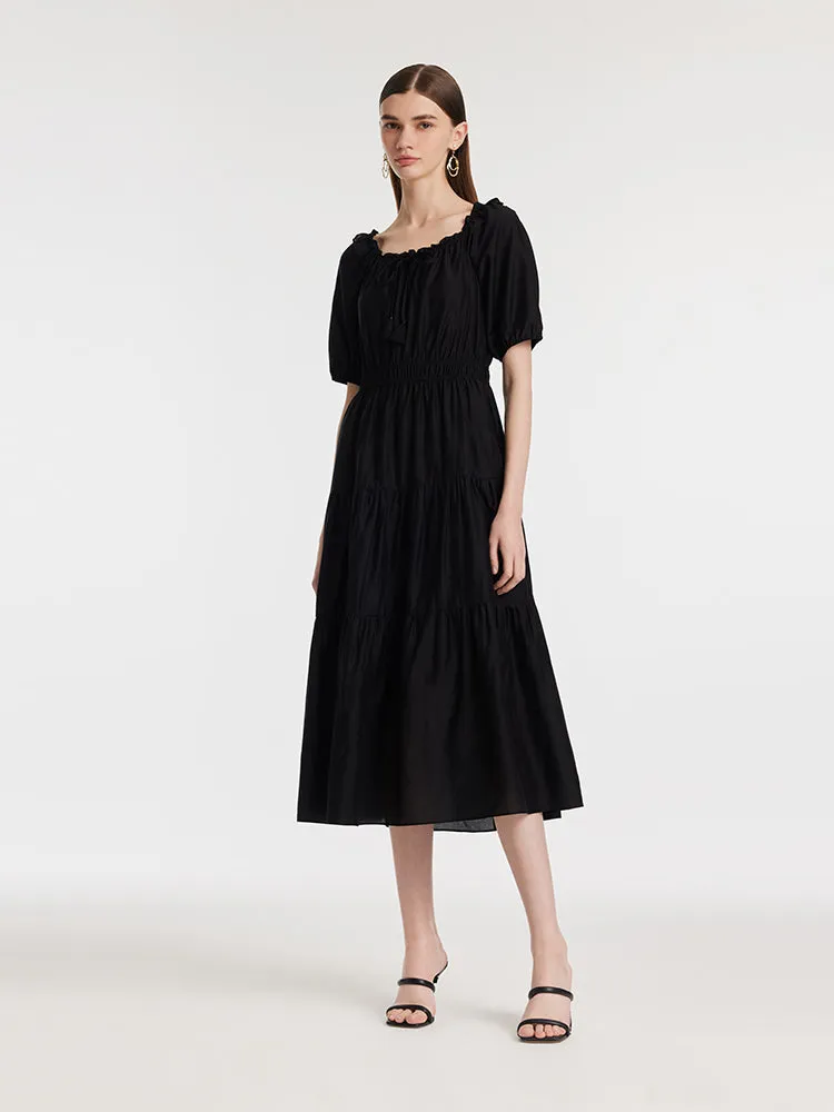 Tencel Ruffle Tiered Women Maxi Dress