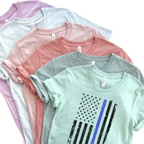 Thin Blue Line Distressed Flag Prism Tees