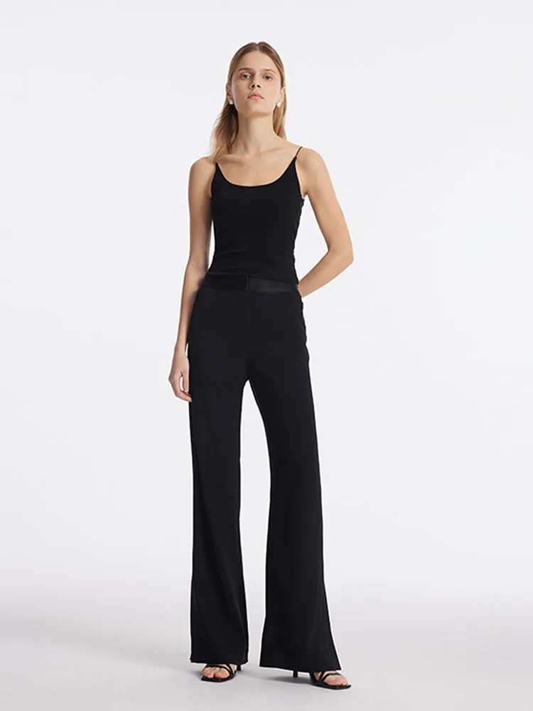 Triacetate Micro-Flared Slit Women Pants