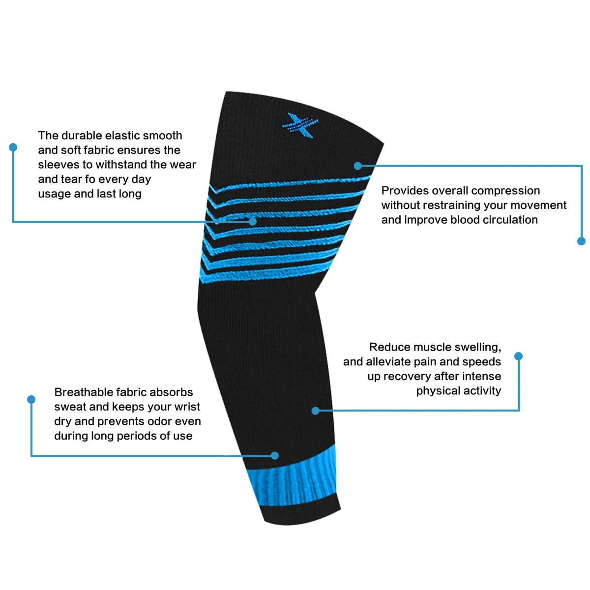 V-Striped Support Ankle Compression Pain Relief Recovery Sleeves (1-Pair)