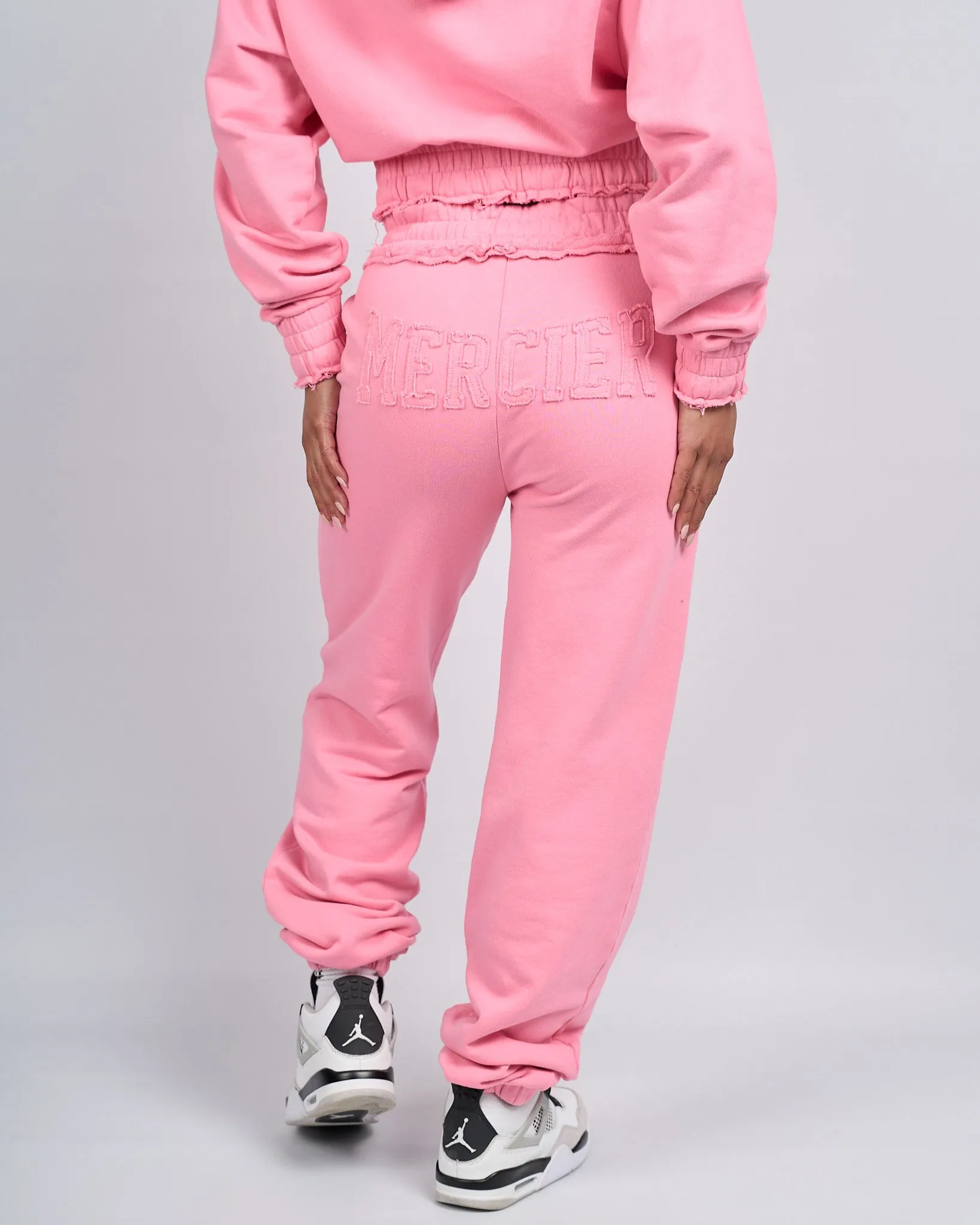 Women's Pink Distressed Joggers